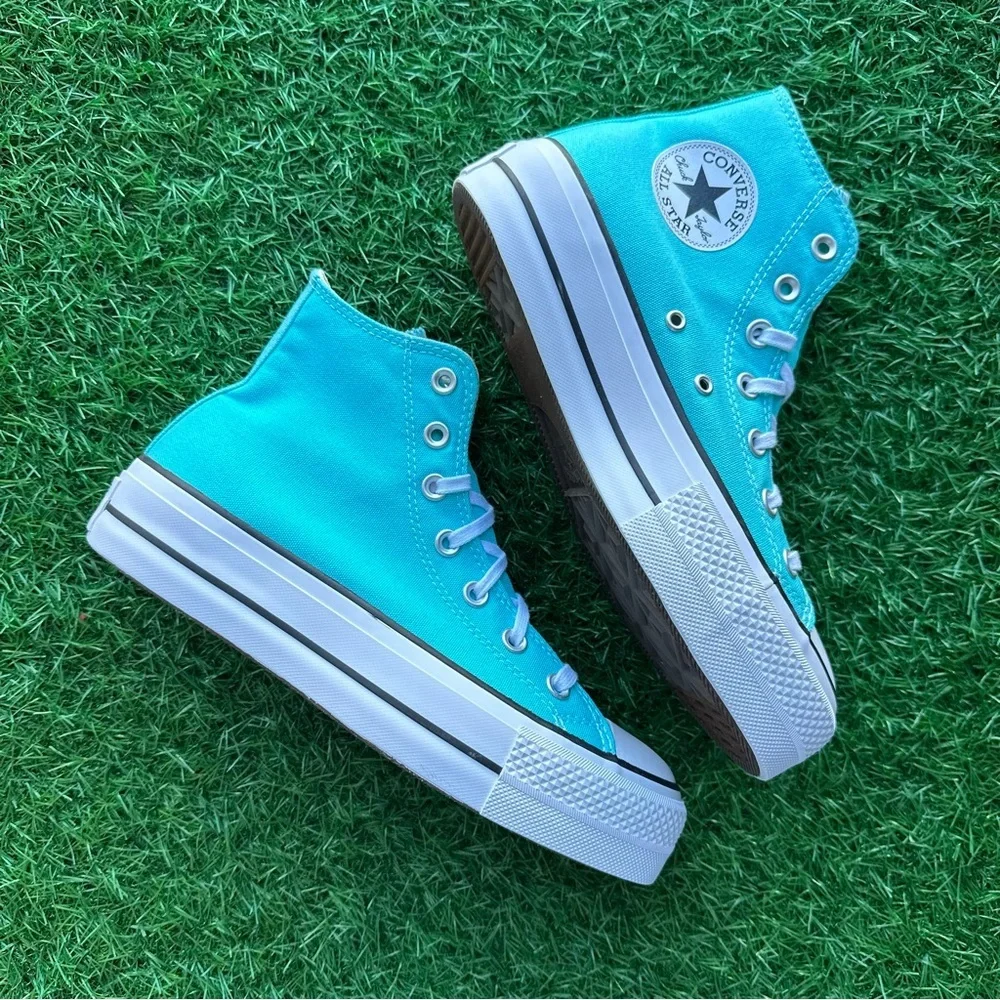 🎁Converse Chuck Taylor All Star Ctas Lift Hi Triple Cyan - Picture 8 of 12